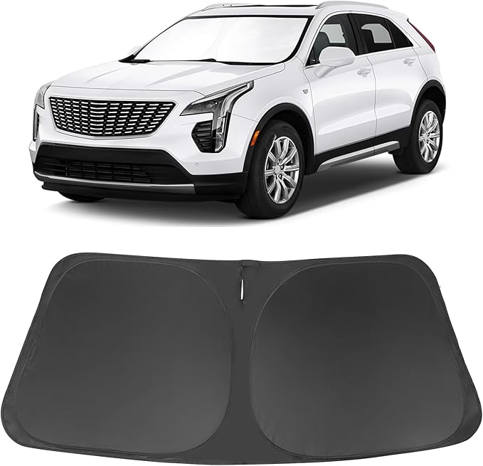 Windshield Sun Shade Custom Fit for 2019 2020 2021 2022 2023 2024 2025 Cadillac XT4 Accessories Foldable Sunshade Sun Blocker Protect Car from Sun Rays & Heat Damage Keep Car Cooler
