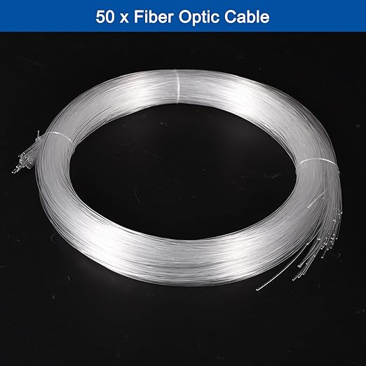 MECCANIXITY 50Pcs 13ft PMMA Mixed Fiber Optic Cable Strands 0.03 Inch Side Glow LED Illumination Crystal Cables Car Atmosphere Lights for Star Sky Roof Ceiling