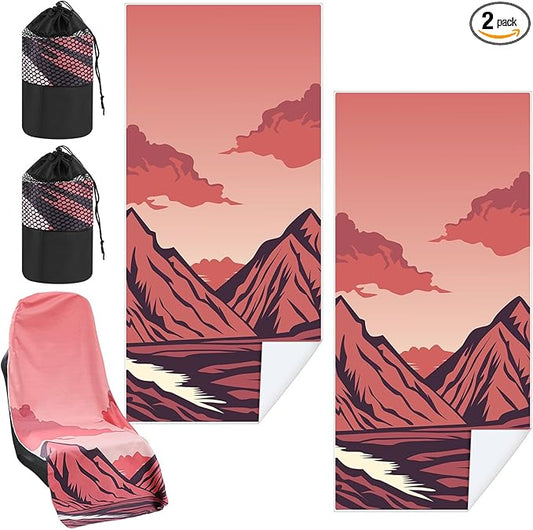 2 Pack Car Seat Towel Covers with Storage Bag 63 x 32 Inch Athletic Running Towel Seat Sweat Washable Non Slip Cover Gift for Car Outdoor Sport Activities (Death Valley National Park)