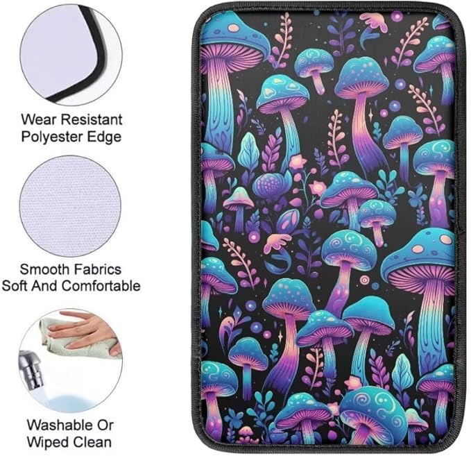 Coldinair Mushroom Car Armrest Cover,Auto Center Console Pad,Soft Seat Box Cover Protector Cushion,Car Accessories Decor for Most Cars,Sedan,Truck,SUV