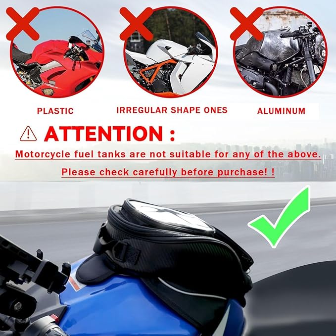 Motorcycle Tank Bag for Suzuki GSXR 750, Strong Magnetic Waterproof Oxford Black Motorbike Quick Release Pannier Bag