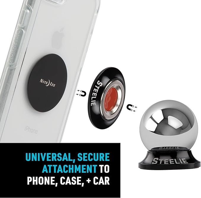 Nite Ize Steelie Orbiter Dash Kit - Magnetic Dashboard Phone Mount - Easy-to-Use & Durable Cell Phone Car Holder