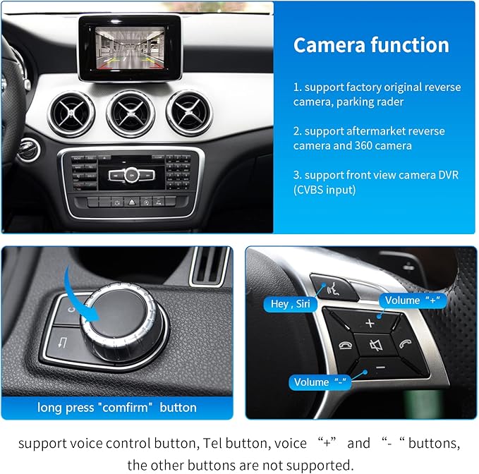 Road Top Wireless CarPlay & Android Auto Retrofit Kit for Mercedes-Benz C/E/GLK/ML/CLA/GLA/CLS/SLK 2012-2015, NTG4.5/4.7 System, AUX Required, CarPlay Interface Decoder, MirrorLink, Camera Support
