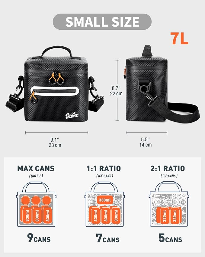 Soft-Sided Cooler Bag, 7/16/30 Can Insulated Lunch Box, Waterproof, Leak-Proof, Portable Lunch Bag for Work, Beach, Drink, Travel, Camping, Picnic