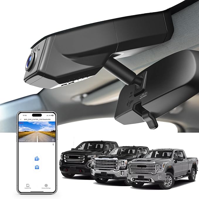 Mangoal 4K Dash Cam fit GMC Sierra 1500 2019-2021, 1500 Limited 2022, 2500 HD/3500 HD 2020-2023(Model B), Model B & Model A Have Same Models Years but Vehicle Sensor Cover are Different
