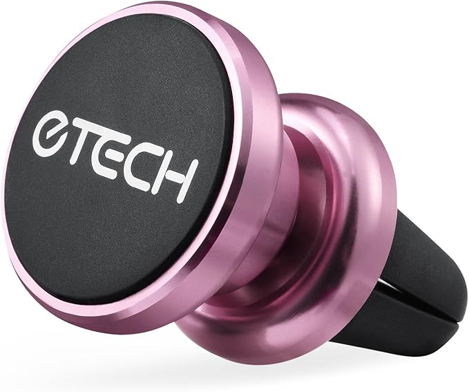 eTECH Magnetic Phone Car Mount Holder, Magnetic Mount Universal Air Vent for iPhone X / 8 Plus / 7 / 6S / 5S, Galaxy S5 / S6 / S7 / S8 / S9, Google Pixel, LG, & Other Smartphones (2Pack Rose Red)