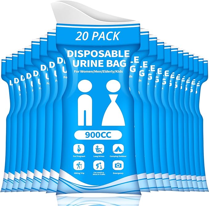 Disposable Urine Bag for Travel - 900ML Portable Pee Bags for Women Men 8/12/20/24/28 PCS Emergency Vomit Bags Urinal Toilet for Car Camping, Road Trip,Traffic Jam, Pregnant, Kid, Patient