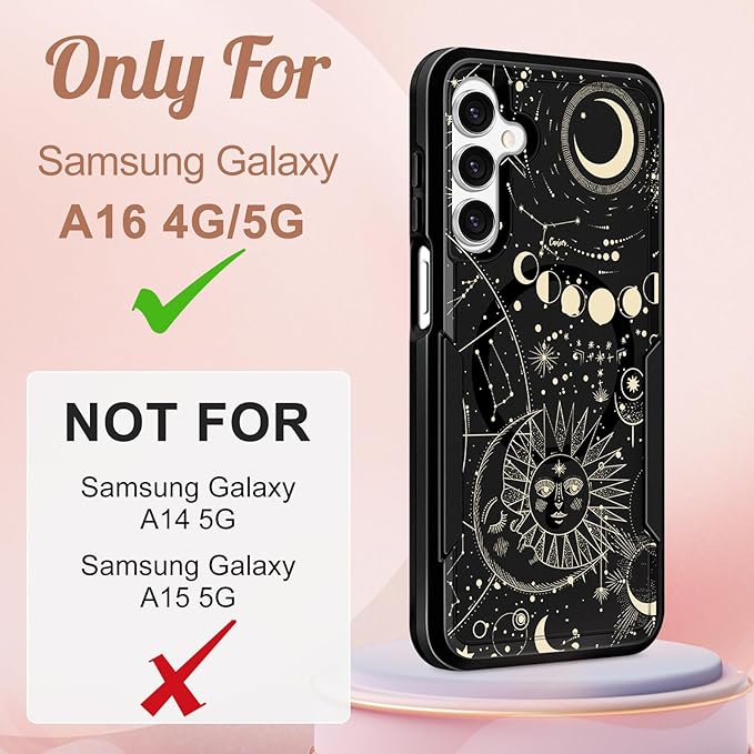 for Samsung Galaxy A16 5G Phone Case - Compatible with MagSafe Women Girls Cute Magnetic Protective Cover Girly Kawaii Aesthetic Sun Moon Heavy Duty Shockproof Design for Samsung A16 5G Case