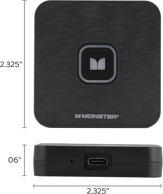 Monster Wireless CarPlay Adapter, Wireless Android Auto Adapter, Convert Wired to Wireless CarPlay & Android Auto, Compact Dongle for Factory Wired CarPlay Cars, USB-C & USB-A Cables Included