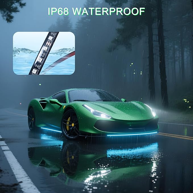 Underglow LED Lights for Cars - 6PCS RGB Neon Underglow Kit with Wireless APP Control, Music Sync, 8 Colors, 360 LEDs Waterproof for Cars, Trucks, SUVs