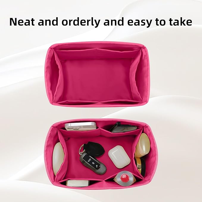 DGAZ Silk Purse Organizer Insert Fits LV Speedy 16/20/25/30/35/40/45 bags，Silky Smooth Bag Organizer，Luxury Handbag & Tote Shaper(Rose pourpre,SP45)