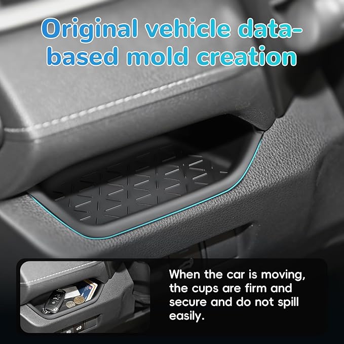auovo Passenger Storage Organizer Mat Compatible with Toyota RAV4 Accessories 2025 2024 2023 2022 2021 2020 2019 RAV-4 Drivers Side Cubby Organizer Passenger Glove Box Organizer Tray (3PCS)