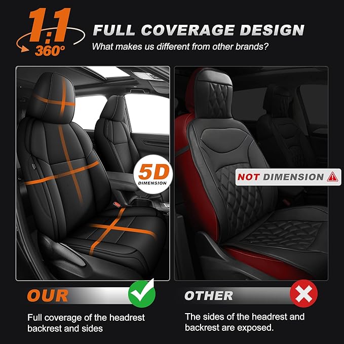 AOMSAZTO Car Seat Covers for Toyota RAV4 Limited XLE SE Platinum Adventure 2013 2014 2015 2016 2017 2018 (NOT for Hybrid) Custom Fit Faux Leather Full Set Black（2013-2018 Black）