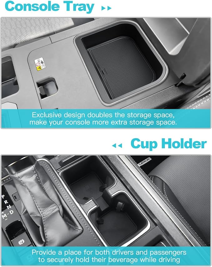 CDEFG 2Pcs Center Console Cool Box Organizer for 2024 2025 2026 Lexus GX 550 Armrest Storage Box Tray, for 2024-2026 Lexus GX 550 Accessories (Only Fit Cool Box)