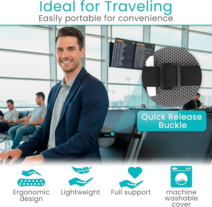 Vive Lumbar Roll Pillow for Lower Back Pain - Low Back Support Cushion for Office Chair, Car, Driving, Desk Computer - Ergonomic Portable Cervical Bolster for Thoracic Low Rest Posture Corrector(Soft)
