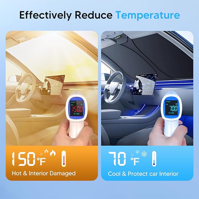 KUST Windshield Sun Shade for 2015-2026 Ford F150 Accessories (Lariat, Raptor, King Ranch) Pickup Truck Custom Fit Window Shade 4 Layers Foldable Sun Visor Protector Blocks UV Rays Keep Car Cooler