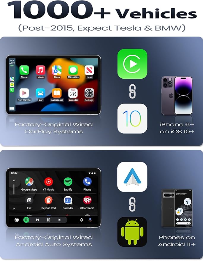 Mini Wireless CarPlay Adapter for iPhone & Android Auto (2026 Upgrade), No Delay, Fast & Stable Connection, Plug & Play, Converts Wired to Wireless Carplay Dongle for 2016+ Cars, USB-A/Type-C Port