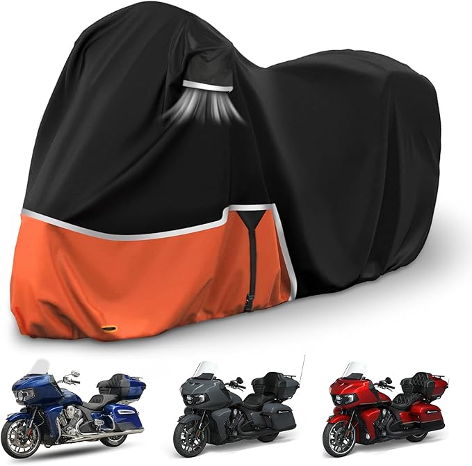 Waterproof Motorcycle Cover Replace for Indian Roadmaster and Pursuit, 420D Oxford Cloth Customized Motorcycle Cover for Snow Rain Dust Protection