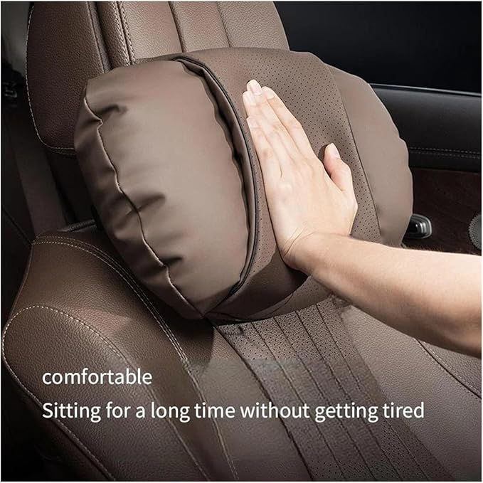 1/2PCS PU Leather Car Neck Pillow & Lumbar Support Cushion, Breathable Universal Seat Headrest Waist Pad, Soft Support Cushion for Daily Driving and Travel(F Style backrest)