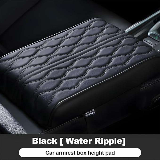 Car Center Console Cover, Leather Waterproof Vehicle Armrest Box Pad, Memory Cotton Comfortable Automotive Interior Seat Box Cushion Protector Accessories, Universal for Most Cars (Black)