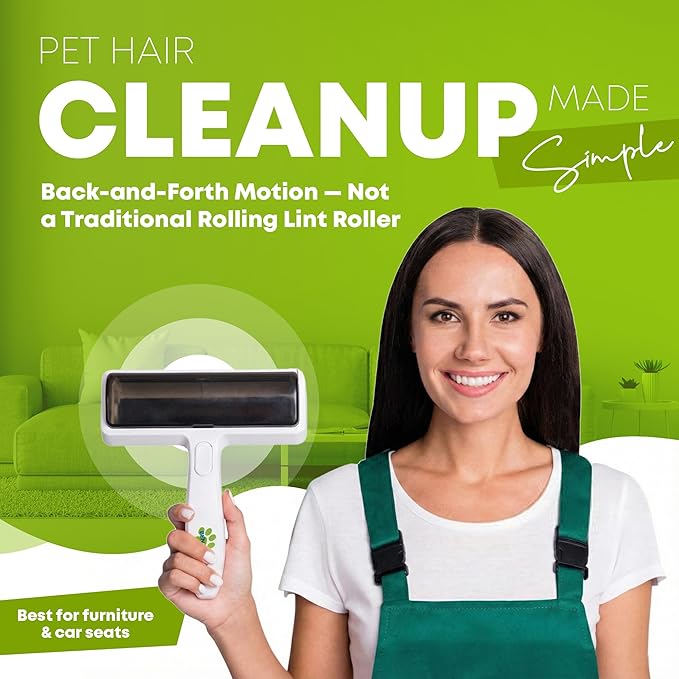 Pet Hair Removal Tool - Reusable Lint Roller for Dog & Cat Hair Remover for Furniture, Couch & Car Seats - No Sticky Tape, No Refills