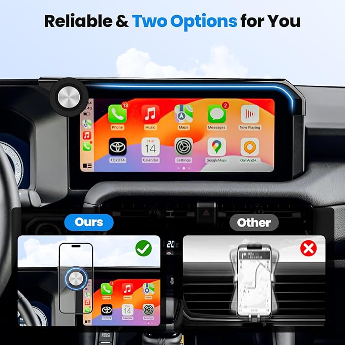 Karltys 2800gf Magnetic Phone Holder, Screen Base Phone Mount with iPhone MagSafe, 360° Rotation Phone Holder for Toyota Land Cruiser J250 250 2024 2025 2026 8/12.3" Screen Accessories