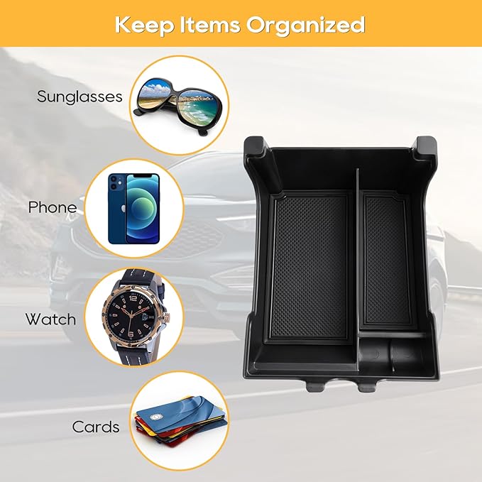 for 2025 Ford Edge Center Console Organizer Tray for 2021-2025 SE/SEL/ST-Line/Titanium/ST Middle Console Storage Insert Tray Arm Rest Organizer for 2025 Ford Edge Accessories Black