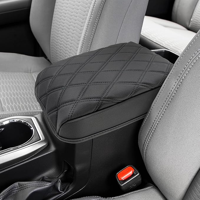 KBH Center Console Armrest Cover for Toyota Tacoma 2016-2023, Interior Accessories, Middle Console Lid Cushion, Arm Rest Cover Protector, Vinyl Leather, Black