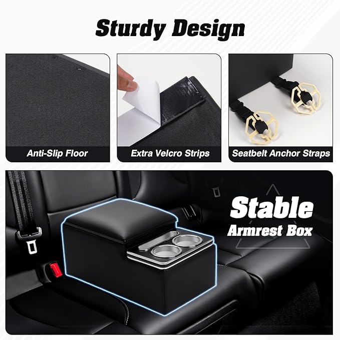 Upgraded Bench Seat Center Console with Extra Large Cup Holder & Phone Holder, Universal Car Armrest Storage Box Organizer for Truck & SUV & Van Automotive Central Console for Back Bench Seat
