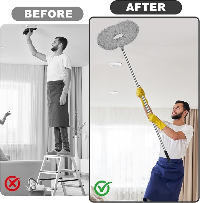 Storystore Ceiling Fan Cleaner Duster - Adjustable Duster with Extension Pole,Dusters for Cleaning Fan Blade, Walls and Cobweb (7FT/Grey)