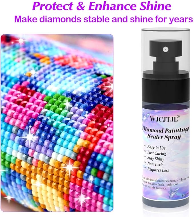Upgraded Diamond Painting Sealer Spray - 30 Minutes Quick Dry Diamond Art Sealer Glue, Keep Diamond Art Fixed and Shiny, Diamond Art Accessories and Tools, Easy to Use, No Brush Needed (1 Pack)