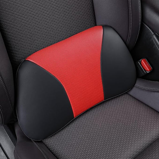 1p Memory Foam Lumbar Support Pillow for car Lower Back Pain Relief - Back Cushion for Driving, Chair Support for Car-Office Chair（Black&Red）