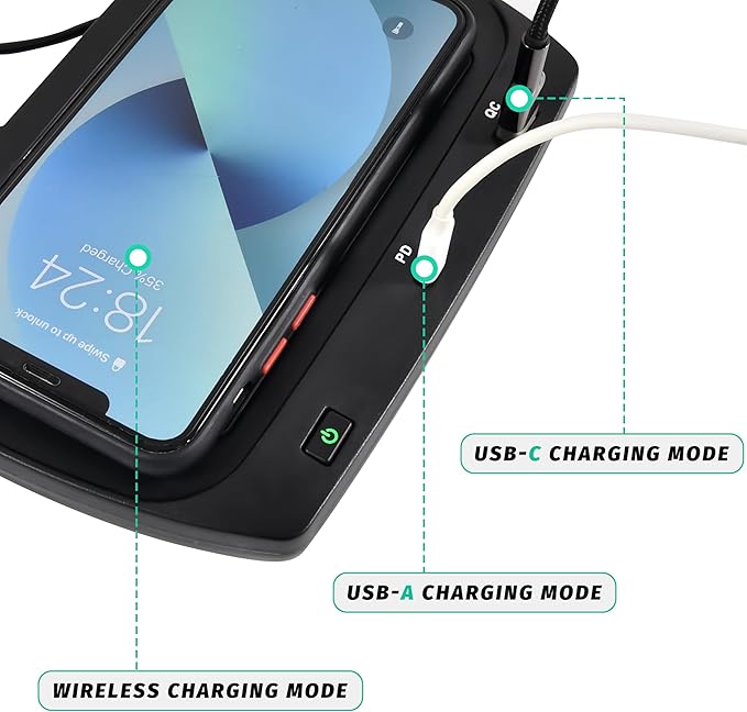 KEWISAUTO Car Wireless Charger for 2016-2021 Honda Civic, Center Console Charging Panel USB-A USB-C Fast Phone Charger Pad for Honda Civic 2016 2017 2018 2019 2020 2021 Accessories