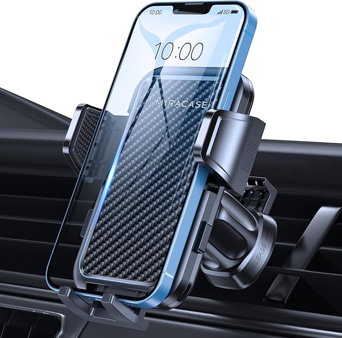 Miracase Phone Holders for Your Car with Metal Hook Clip, Air Vent Cell Phone Stand Car Mount,Automobile Cradle Fit for All Smartphones (Carbon Fiber)