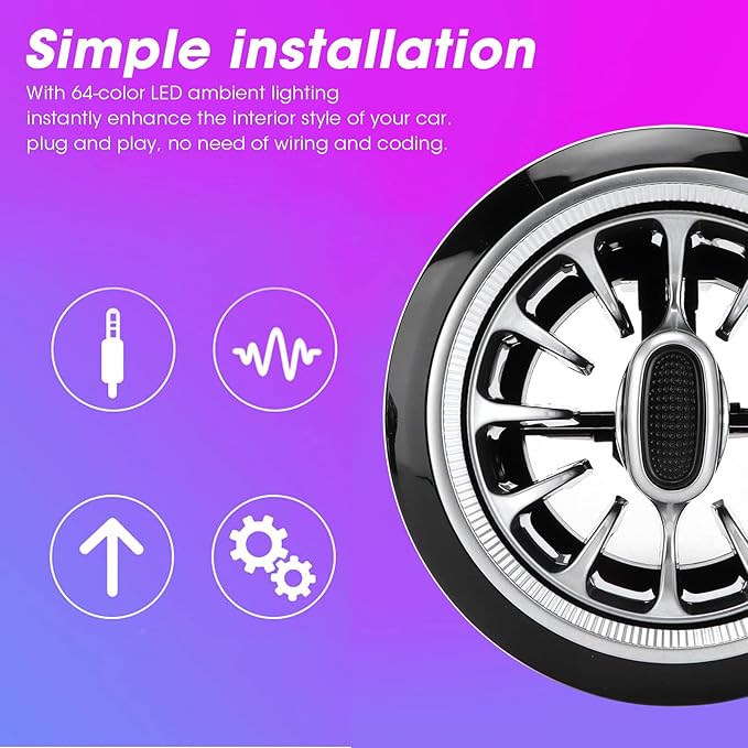 6pcs 64 Color Front LED Turbine Air Vent Ambient Light Kit Replacement for EClass W213 C238 2017-2021