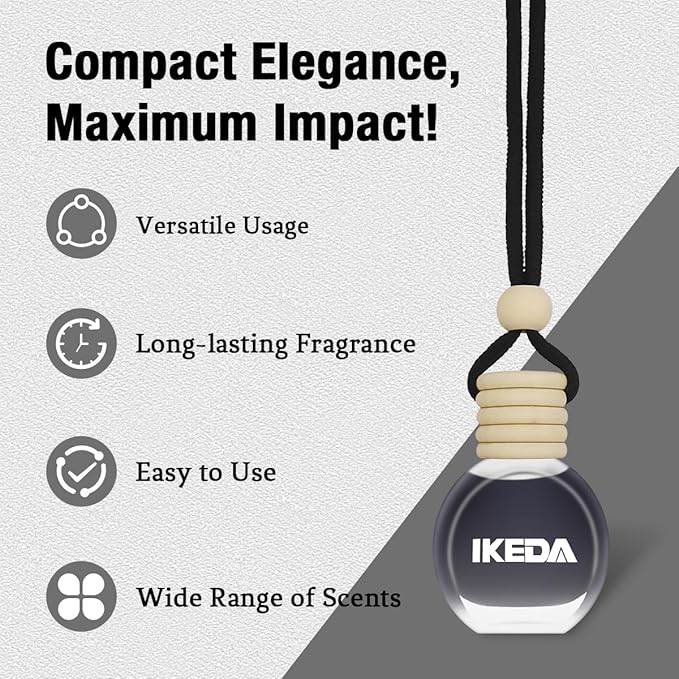 Ikeda Car Air Freshener: Hanging Car Smell Air Freshener | 10ml Hanging Car Perfume | Long Lasting Fragrance | Strong Scents Diffuser for Auto Home (Dark Night)