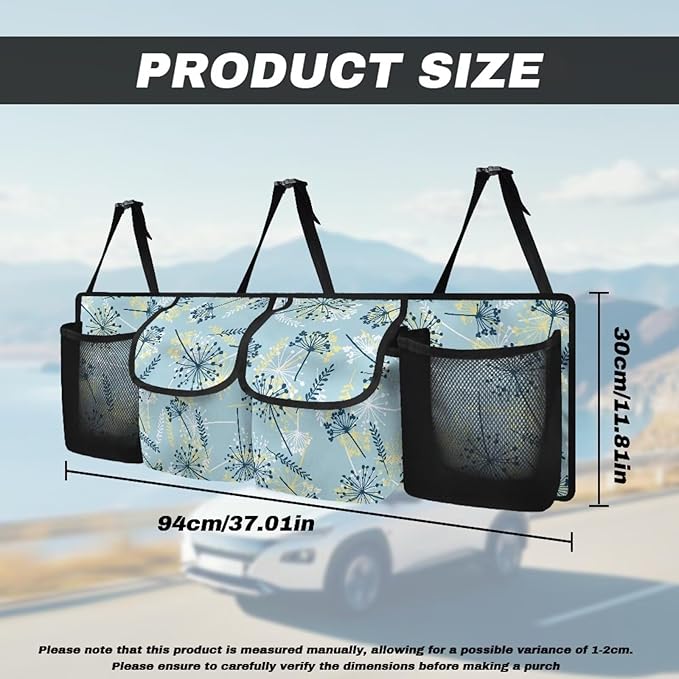 Car Trunk Hanging Organizer with with Adjustable Straps, Washable Car Trunk Organizer Storage, It Easy to Find Things, Make the Trunk of Your Car Look Neat and Tidy, Blowball Print