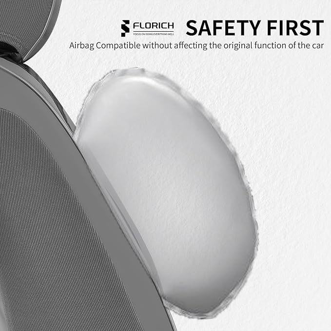 FLORICH Leather Seat Covers for Cars Front and Rear Car Seat Cover Premium Car Seat Protector Luxury Automotive Seat Covers Full Set Universal Fit for Most Car Truck SUV, Gray&Black