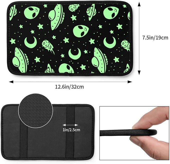 SEAEAGLE Alien Pattern Car handrail Box Cushion Vehicle Center Console Armrest Cover Pad Soft Comfort Universal Fit