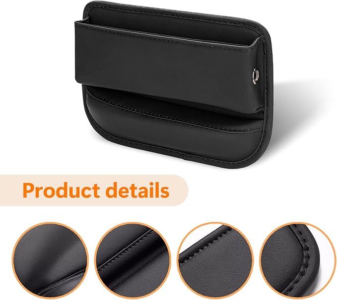 Pack-1 Car Seat Storage Box, Leather Car Side Seat Storage Box, Car Seat Gap Filler Organizer, Universal for Most Cars, Trucks, Vans (Black)