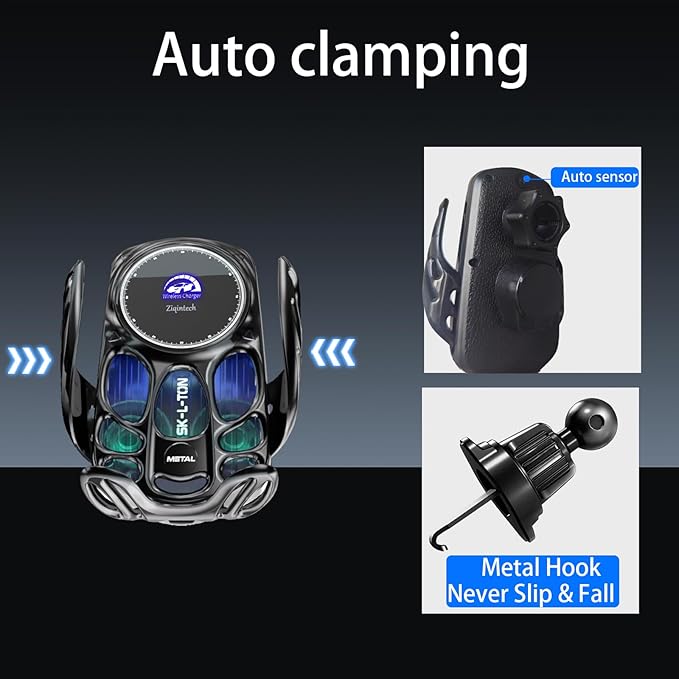 Ultimate Phone Holders for Your Car Wireless Charger, Cute Car Phone Holder,Auto-Clamping Mount Vent Goth Accessories Cradle for iPhone/Samsung Galaxy/Moto/Pixel