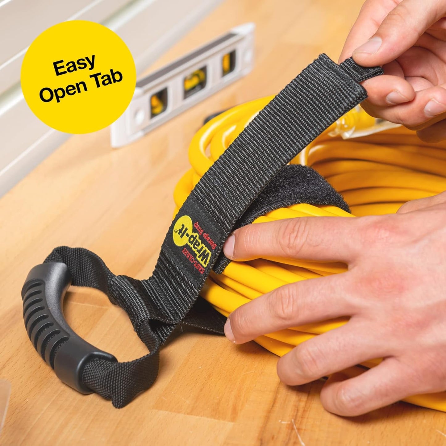 Easy-Carry Wrap-It Storage Straps - 22” (2-Pack) – Heavy-Duty Hook and Loop Cord Carrying Strap, Hanger, and Organizer with Handle for Pool Hoses, Garden Hoses, Cords, Cables and More