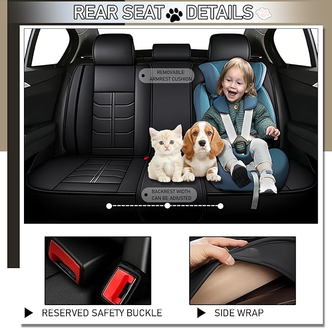 Leather Car Seat Covers Fit for Toyota Prius 2004-2024, 5 Seater Car Seat Cover, Premium Waterproof, Scratch Resistant Car Interior Accessories (Full Set with Pillow Black)