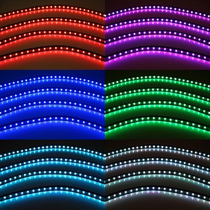 iJDMTOY Universal Fit 4pc Set 7-Color RGB Color Changing LED Under Car Glowing Accent Lighting Kit w/Adjustable Setting