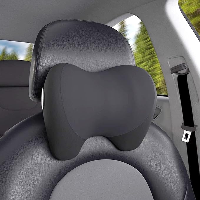 Super Cozy Car Headrest Pillow, 100% Memory Foam Car Neck Pillow with Adjustable Strap & Breathable Removable Cover, Ergonomic Design - Travel Pillow Car Pillow for Neck/Back Pain Relief(Black, 1PC)
