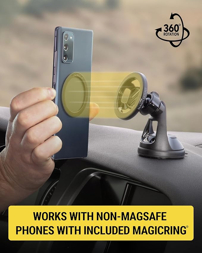 Scosche SMS2WD MagicMount MagSafe Suction Cup Phone Mount for Car Windshield/Dashboard Cell Phone Holder Compatible with Popsocket, Magnetic Stand Compatible with iPhone 17/16/15/14/13/12 & Android