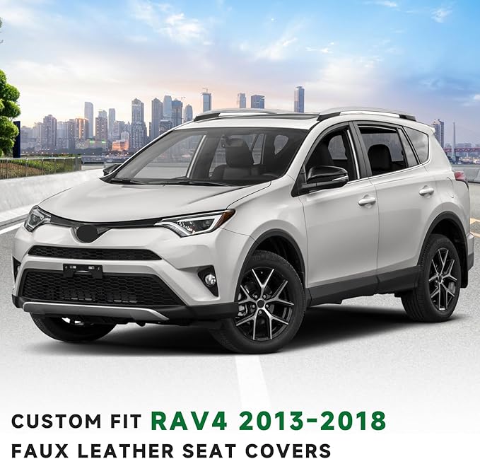 GIANT PANDA Rav4 Seat Covers Custom Fit for Toyota Rav4 2013 2014 2015 2016 2017 2018 2019(LE SE XLE XSE Limited Premium) No-Removal Seat Design,Installation-Friendly,Faux Leather