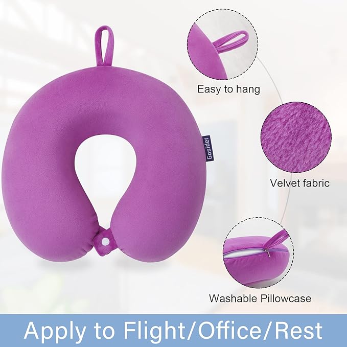 Travel Pillow Comfortable Neck Pillow U Shape Memory Foam Support Neck and Head Portable Travel Neck Pillow Suitable for Airplane, Trains, Self-Driving Cars