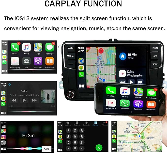 SCUMAXCON Car Stereo Carplay Android Auto MIB2 RCD360 Pro Bluetooth RVC USB 6.5" Touchscreen for VW Jetta Golf Tiguan Passat Caddy EOS Passat Touran CC