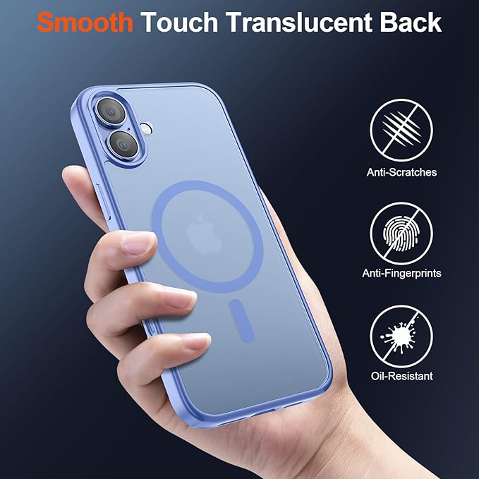 SUPFINE Magnetic for iPhone 17 Case (Compatible with MagSafe)(Military Grade Drop Protection) Translucent Matte Shockproof with Anti-Fingerprint Phone Cover,Blue Purple